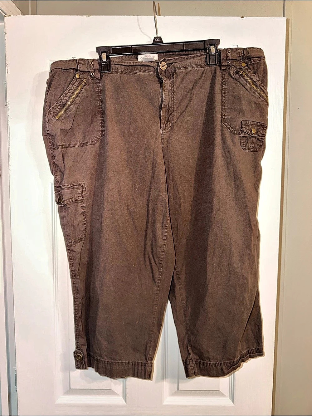 VTG Espresso Brown Cargo Capri Pants 22W Utility Y2K Mudd